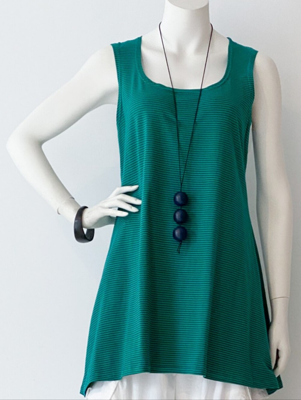 Kaliyana Green Stripe Cotton Dress Tunic 2 XL+